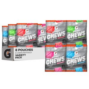 Gatorade Energy Chews, 4 Flavor Variety Pack, Caffeine Free, B12, 1.06 oz - 100 Calorie Pouches, (8 Pack) (EXP 10/13/26)