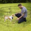 Artmeer Pet Playpen Puppy Playpen Kennels Dog Fence Exercise Pen Gate Fence Foldable Dog Crate 8 Panels 24 Inch Kennels Pen Playpen Options Ideal for Pet Animals Outdoor Indoor(Black 24''x24'')