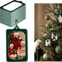 Bucherry 12 Pcs Christmas Velvet Hanging Photo Frame Ornaments 23 Inch Vintage Photo Ornaments Display Picture Xmas Frame Craft Kits for Family Christmas Tree Decor Home, Party(Dark Green)