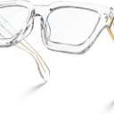 VISOONE Blue Light Blocking Glasses with TR90 Rectangle Frame and Chic Preppy Look for Women Men RIVER (Clear)