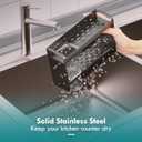 Sponge Holder for Kitchen Sink, 2 Tier Organizer with Detachable Brush Holder, Rustproof & Auto Draining Sink Caddy for Dish Soap Brush Scrubber Kitchen Accessories Storage, Black