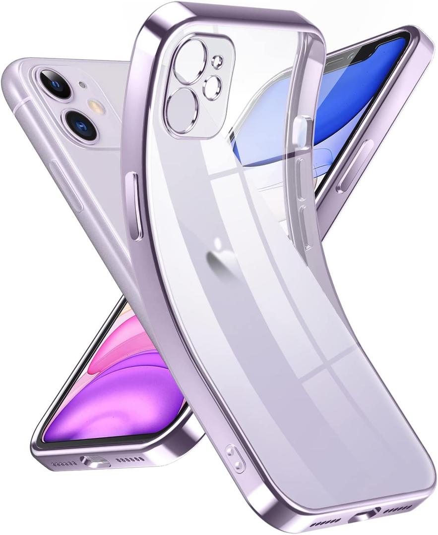 Supdeal Crystal Clear Case for iPhone 11, [Not Yellowing] [Camera Protection] [Military Grade Drop Tested] Transparent Shockproof Protective Phone Case Soft Silicone Slim Cover, 6.1 inch, Purple