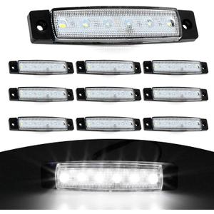 10 Pack Car LED Turn Signal Light with Hole, 3.77In x 0.78In x 0.39In Waterproof Durable Vehicle Rock Light, Super Bright Design, Universal Automotive Side Light for Truck SUV Car (White)