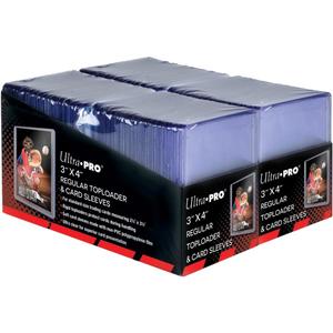 Ultra PRO 3" x 4" Clear Regular Toploaders for Cards with Card Sleeves Bundle Standard Size 200ct Trading Baseball Toploader Card Sleeve Protectors