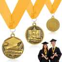 Kenning 2 Pcs Graduation Award Medal Valedictorian Salutatorian Award Medal on Gold Grosgrain Ribbon for 2026 Graduation Students School Education Academics Celebration Recognition Party Supplies