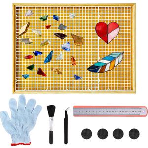 17" x 12"Stained Glass Cutting Mat, Double-Layer Non-Slip Glass Cutting Mat for Mosaic & Craft Work Surface