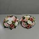 Flower Balls for Centerpieces - 2 Pcs Rose Balls Artificial Flowers, Dusty Rose Fake Flower Ball Kissing Ball, Pink Floral, Wedding Flowers Bouquets Arrangement for Party, Valentine's Day, Home Decor (Dusty Rose & White)
