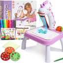Unicorn Drawing Projector Kit for Kids, Art and Crafts Drawing Board for Kids with Music,12 Watercolor Drawing Pen, 3 Projection Discs,1 Drawing Book, Toy for 3+ Year Old Girls Boys