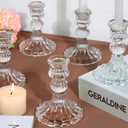 Candlestick Holders Set, 4" H Taper Candle Holders Bulk, 12Pcs Glass Candle Holders for Wedding, Festival, Party & Windowsill Decor (Clear)