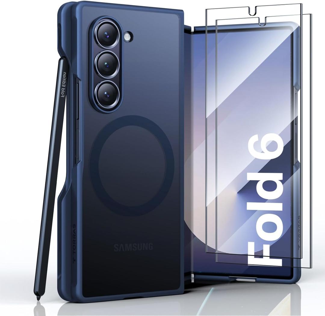 TORRAS Blue for Samsung Galaxy Z Fold 6 Case(ONLY), [Compatible with MagSafe] [Only Daily Protection] Shockproof Translucent Hard Back Slim Phone Case ONLY for Z Fold 6,Blue