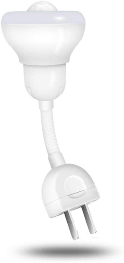 Plug in Motion Sensor Rotating Night Light LED Flexible Gooseneck,360 Directional,Auto On/Off Dusk to Dawn Light Sensor Night Light 3W 6500K Daylight Night lamp for Hallway, Stairway 2 Pack