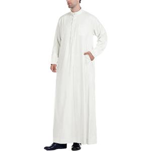 YAOHUOLE Men Islamic Caftan Thobe Big and Tall Kaftan with Pocket Mens Arab Thobe Men Kaftan Thobe, Large
