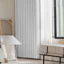 FMFUNCTEX 100% White Blackout Curtains for Bedroom, White Weave Textured Curtains 84 Inches Long Thermal Insulated Curtain for Living Room, Black Out Drapery Grommet Room Darkening 2 Panels