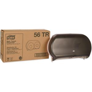 Tork Twin Jumbo Roll Bath Tissue Dispenser, 19.29 x 5.51 x 11.83, Smoke/Gray (TRK56TR)