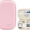 Hard Shell Diabetic Monitor Case, Glucose Meter Kit Storage Organizer, Diabetes Travel Bag for Glucometer, Supplies, Blood Sugar Test Strips, Lancets & Syringes (Pink, Medium)