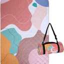 Exclusivo Mezcla Waterproof Picnic Blanket 60x80 Inches Large Multicolor Floral Polyester Sandproof Modern Camping Blanket (Abstract Pink)