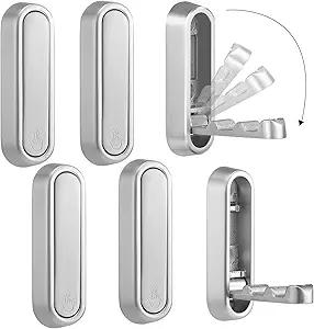 Dntorx Folding Coat Hooks, 4 Pcs Foldable Silver Wall Hooks Heavy Duty Foldable Hook Bathroom Towel Hooks Robe Hooks Wall Mounted for Hanging Coat Towels Clothes Hat Bags Keys