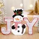 Yousoontic Snowman Winter Decorations Indoor Wooden Snowman Block Farmhouse Joy Sign Winter Tabletop Decorations Table Centerpiece for Home Mantel Shelf Tiered Tray Desktop Sign Holiday Party Supplies