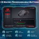 Redragon Wireless Gaming Mouse, MMO Gaming Mouse UP 16,000 DPI, 16 Macro Programmable Buttons, RGB Rechargeable Mouse with 12 Side Buttons, 70Hrs for PC Laptop MOBA FPS, White,M901P-WS