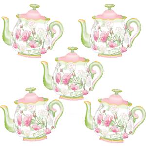 5Pcs Teapot Balloon | Giant 31 Inch Teapot Foil Balloons | Pink Green Let's Par Tea Balloons | Tea Party Decorations | Garden Tea Paty Decoration | Lets Par-Tea Baby Shower Tea Party Birthday Dcor