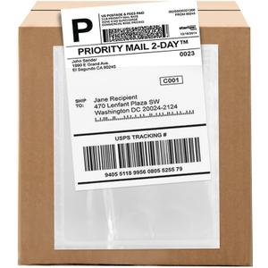 100 Count 4.5" x 6" Shipping Label Envelopes, Clear Packing List Pouches with Self-Adhesive Back, Top Loading for Shipping Labels Sleeves, for Packing Slips, Labels Invoices & Paperwork. GPI