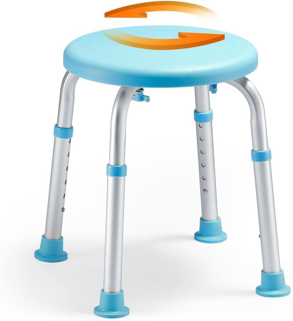 OasisSpace 360 Rotating Shower Chair,400lb Capacity Swivel Stool, Tool-Free Adjustable Height & Patented Design, FSA/HSA Eligible Bath Seat for Tub/Shower Use