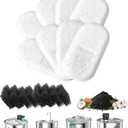 Cat Water Fountain Filter Replacement: 8 Carbon Filters & 8 Foam Sponges Kitty Spout Pump Filters for 108Oz/3.2L & 67Oz/2L Stainless Steel Pet Water Dispenser Cat Dog