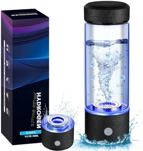 2025 New Hydrogen Water Generator Bottles, Portable Hydrogenated Water Bottle with SPE PEM Technology, 420ml Hydrogen Water Bottle Generator, Rechargeable Ionizer Machine for Home, Office, and Travel, Black