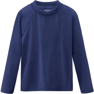 Boys Rash Guard Swim Shirts Long Sleeve UPF 50+ Swimwear Toddler Kids Sun Protection SPF Water Surfing Swimming Shirts size 6 (Navy Blue)