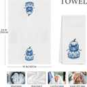 Fall Chinoiserie Pumpkin Kitchen Towel - Blue and White Pumpkins Pumpkin Decorative Hand Towels for Bathroom Decor, Chinoiserie Bow Fall Farmhouse Dish Tea Towels for Kitchen Decor, 16x24 Inch