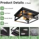 Black Square Flush Mount Ceiling Light, Farmhouse Ceiling Light Fixture for Hallway Porch Kitchen, 2-Light Outdoor Porch Ceiling Light, 1 Pack, 10 Inch, E26 Base(Bulbs Not Included)