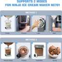 2 x 2 Pack Creami Swirl Pints & Lids for Ninja, Compatible with NC700 Series Ninja Swirl Ice Cream & Soft Serve Makers, with 2 Spoons & 32 Writable Labels, BPA-Free & Dishwasher Safe, Grey Lids