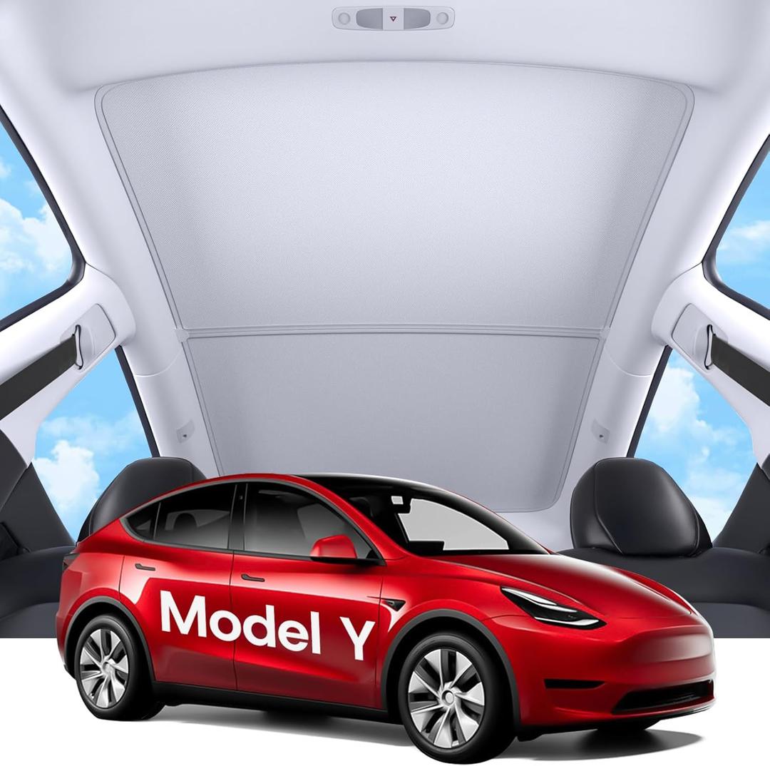 SUMK 2025 Upgrade Sunshade Roof for Tesla Model Y Accessories, [Graphene Cooling Tech & High Density Honeycomb] No Sag & No Light Leakage Magnetic Adsorbed Design for Model Y Sun Shade 2020-2025 2pcs