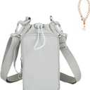 Water Bottle Holder with Phone Pocket for 40/32 oz,Water Bottle Holder/Sleeve with Adjustable Shoulder Strap and Charm. (Light Green)