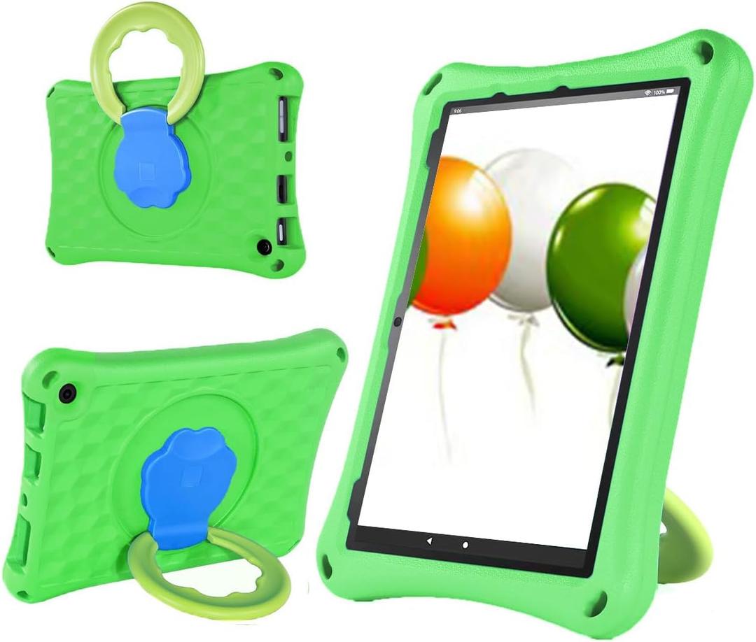 All-New I0 Tablet Case for Kids(2023 Release),Incompatible with iPad Samsung,Light Weight Shock Proof Handle Friendly 360 Rotating Grip Stand Kid-Proof Case (Green)