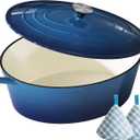 Enameled Cast Iron Dutch Oven, 9.3QT Pot with Lid, Navy Blue
Ideal for Bread Baking, Braising & Stews, Oven Safe up to 500°F, Fits All Stovetops, Cotton Potholders Included, PFOA-Free
