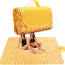 Extra Large Picnic Blanket Beach Blankets, 80''x80'' Picnic Mat Waterproof Sand Proof Foldable Portable for Outdoor Camping Hiking Travel Grass Park Music Festival Lawn Mats (yellow, 80x80 inch)