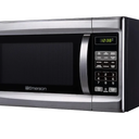 Emerson MW1338SB Countertop Microwave Oven, 6 Pre-Programmed Settings, Removable Glass Turntable, Child Safety Lock, 1.3 Cu ft, 1000W, Stainless Steel