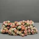 Tigeen 96 Heads 8 Bouquets Artificial Rose Flowers Bouquet Flower Roses with Stems Fake Roses Wedding Floral Arrangements Centerpiece for Home Table Bridal Party Decor, Champagne and Pink