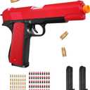 Toy Pisto for Ages 8-13 Boys Kids with 50 Soft Bullets 40 Shells Soft Bullet Shell Ejecting Toy Gun Outdoor Shooting Training Games Christmas Halloween Birthday Gifts 8+ (Red)