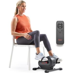 Sunny Health & Fitness Smart Motorized 2-in-1 Pedal Exerciser, Indoor Compact Under-Desk Mini Bike for Low-Impact Cardio Workout and Physical Therapy, Free SunnyFit Training App Connection