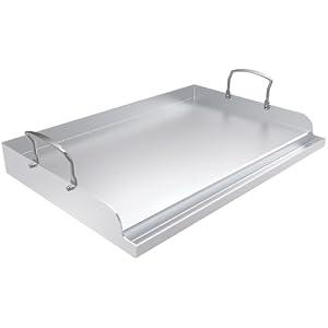 Universal Stainless Steel Cooking Griddle, Nonstick Flat Top Plate Insert for Gas Top Stove and Charcoal Grills, Tailgating, Camping and Parties, 23" x 16" Plancha Para Cocinar