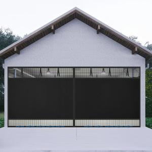 Privacy Garage Door Screen Blackout for 2 Car Garage-16x8FT Magnetic Garage Screen, 9.6LB Heavy Duty Thicker 265g/㎡ Mesh, Hands Free, Magnetic Privacy Garage Screen Door(Black, 16 * 8FT)