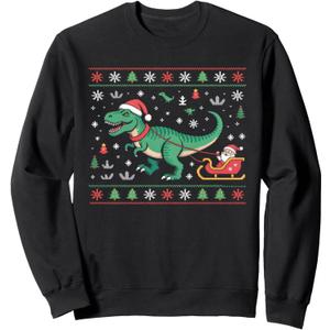 T-Rex Dinosaur Ugly Christmas for Adults Kids Sweatshirt L