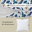 LOVOUS Blue Leaf Throw Pillow Covers 18x18 Inch Set of 2, Vintage Linen Decorative Pillow Covers for Bed Couch Sofa Bedroom Living Room Home Decor, B7