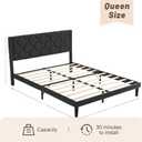 Queen Size Platform Bed Frame with Velvet Headboard