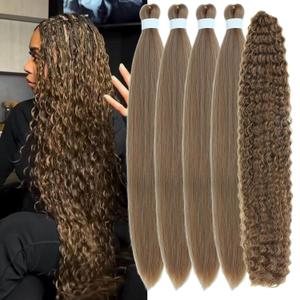 Ash Brown Braiding Hair Pre stretched for Boho Braids Hypoallergenic Curly Hair for Braiding Deep Wave Knotless Braids