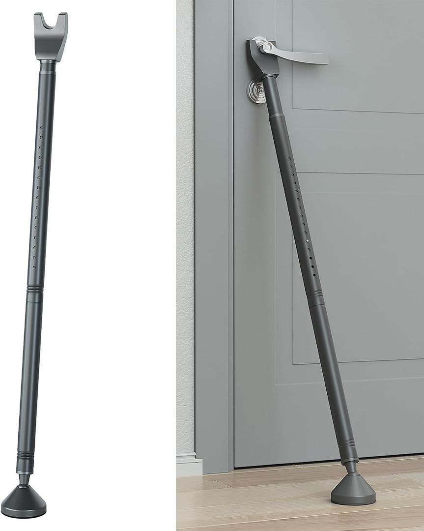 Upgraded Door Security Bar, Strong Safety Door Stoppers, Adjustable Jammer for Home, Apartment, Travel (Black)