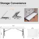 Pollilar 6FT Folding Table Plastic 6 Foot Foldable Table HDPE Portable Banquet Surface Fold-in-Half Desk Utility for Working Meeting,Parties, Picnic, Camping, Weddings, Catering, Garden Dining-White