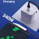 240W USB C Cable, Right Angle USB C to USB C Fast Charging Cable with Unique Aircraft Shape, Round Nylon Braided Type C Cable, C to C Charging Cords for iPhone 16 15 Series/Samsung/Laptop, 4FT